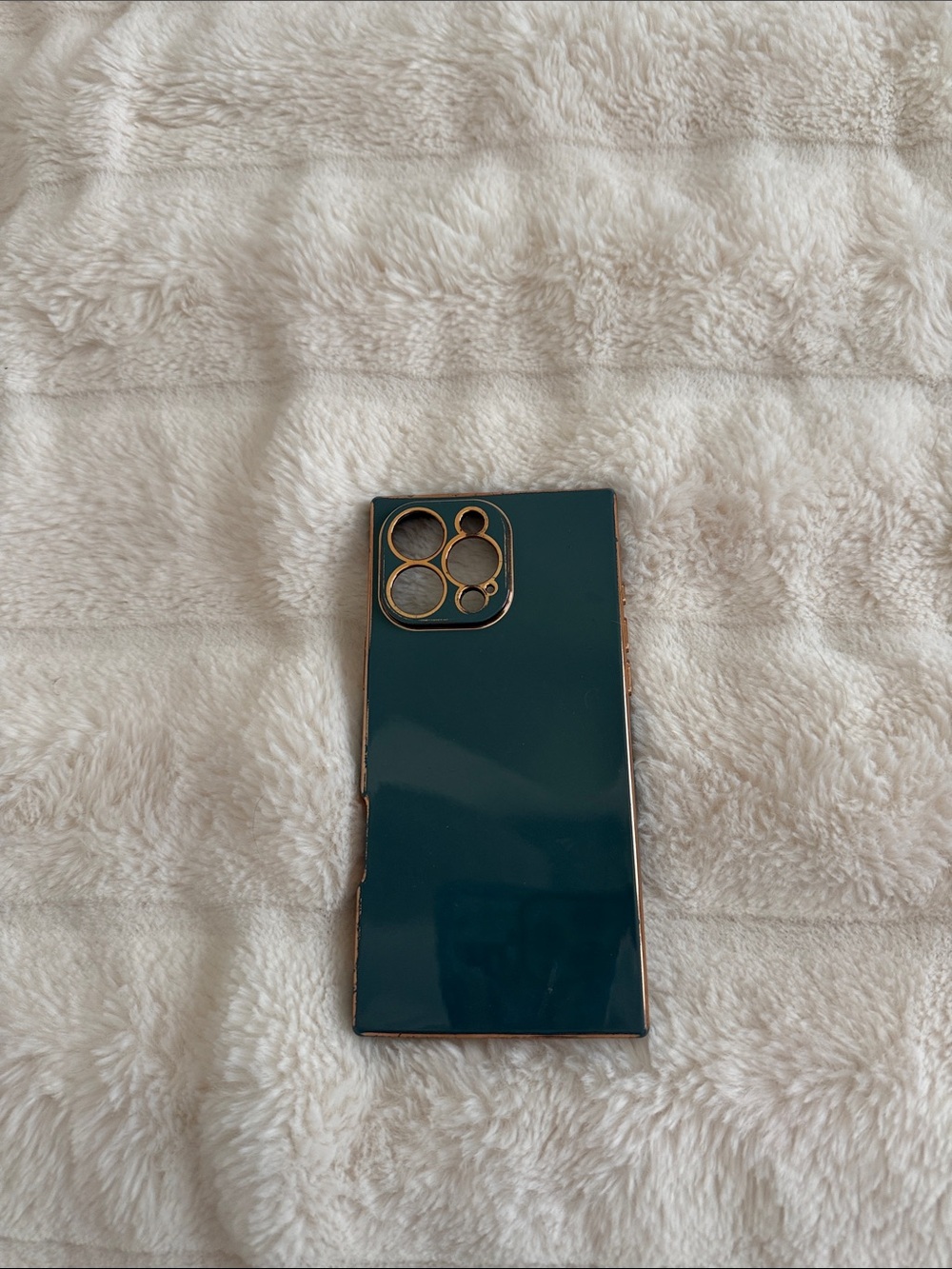 Slim Teal Protective Phone Case with Gold Accents for IPhone 16 Pro Max